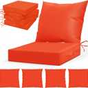 LAGRATY Outdoor Chair Cushions for Patio Furniture24" x 24" Deep Seat Cushions with Backrest for Couch Sofa Chair - Waterproof Fade-Resistant Patio Cushion (Set of 4, Orange)