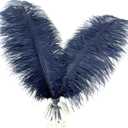 Happy Feather 16-18 inch Navy Blue Ostrich Feathers Craft for Wedding Party Centerpieces Home Decoration DIY Craft Pack of 10