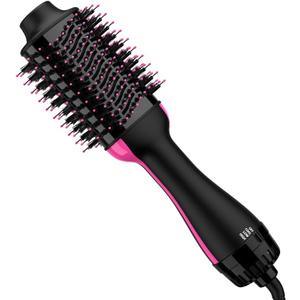 Hair Dryer Brush Blow Dryer in One, 4 in 1 Styling Tools Blow Dryer with Ceramic Oval Barrel, Hair Dryer and Styler Volumizer, Hot Air Straightener Brush for All Hair Types (Black)