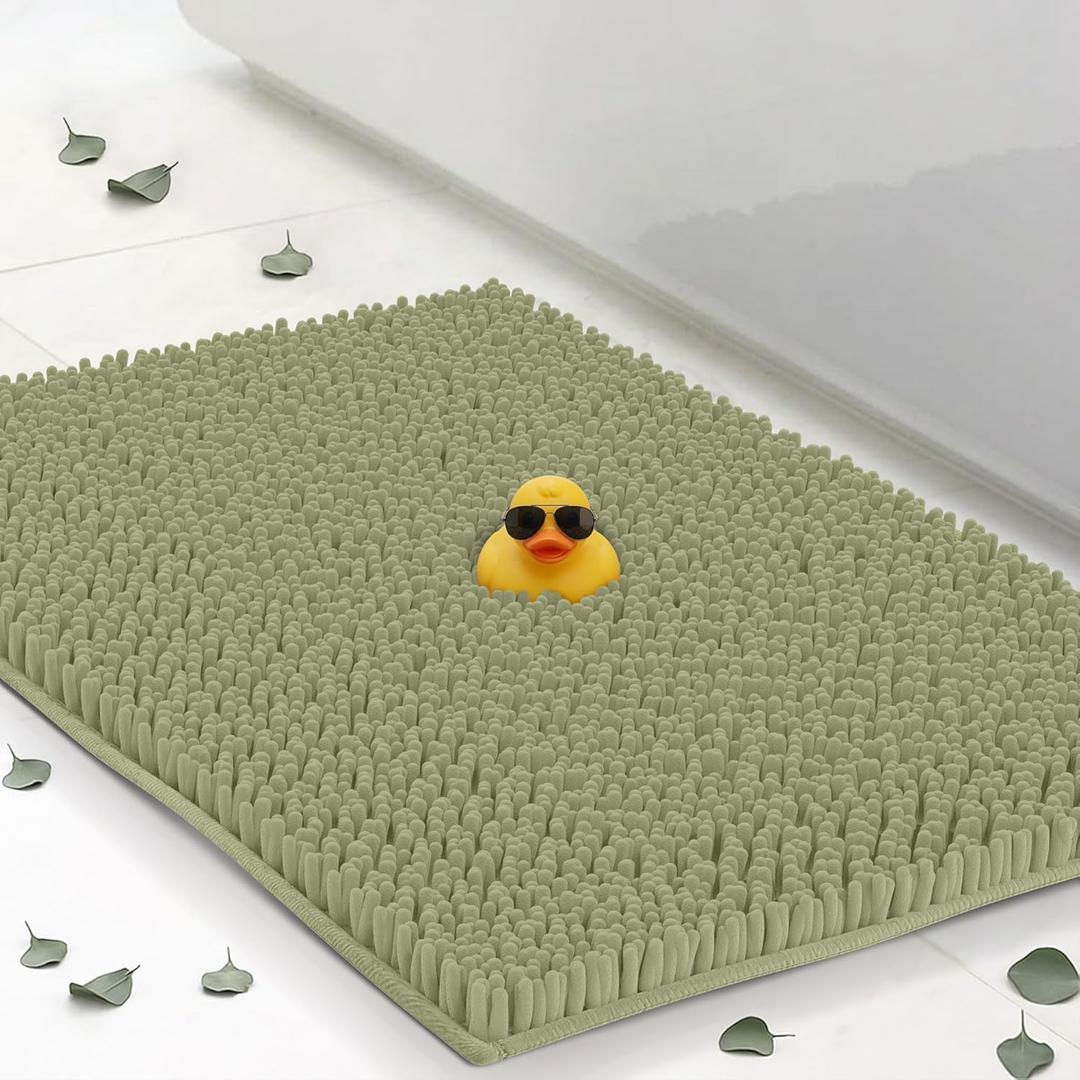 Small Chenille Bath Mats 22"x14", Plush Absorbent Bath Mats Quick Dry, Soft & Machine Washable, Non Slip Carpet for Bathroom, Thick Bathroom Rugs, Shower Restroom Rug Mat, Alfombras De Bano, Bathrugs