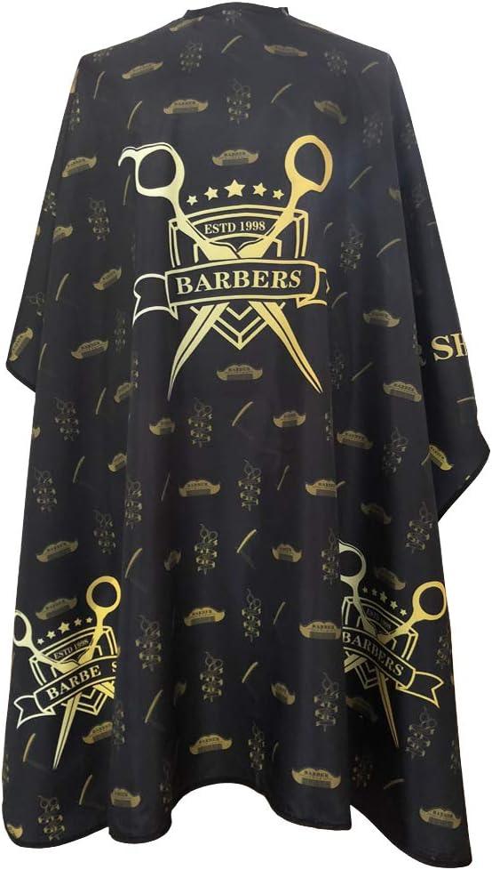 Barber Capes for Men, Hair Cutting Cape with Metal Snap Closure, 100% Polyester Salon Cape, Waterproof & Light Weight & Machine Washable- 63”× 56” (Black & Gold)