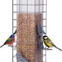 Squirrel Proof Bird Feeder, Metal Mesh Bird Feeder for Outside, Large Capacity and 4 Ports Perches (Silver Gray)