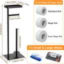 Freestanding Toilet Paper Holder Stand with Storage, Rustproof Metal Bathroom Paper Stand with Weighted Anti-Slip Base, Fits 4 Spare Rolls and Shelf for Phone & Small Items, No Drilling, Black-style a