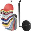 Hat Organizer for Baseball Caps, Hat Rack, Hat Hooks for Wall, Paper Towel Holder, Drilled or Adhesive Hanger for Door, Wall, Closet, Storage for Caps, Towel, Paper, Headband, Key, Belt, Tie, 2 Pcs (2 Pack, Black)