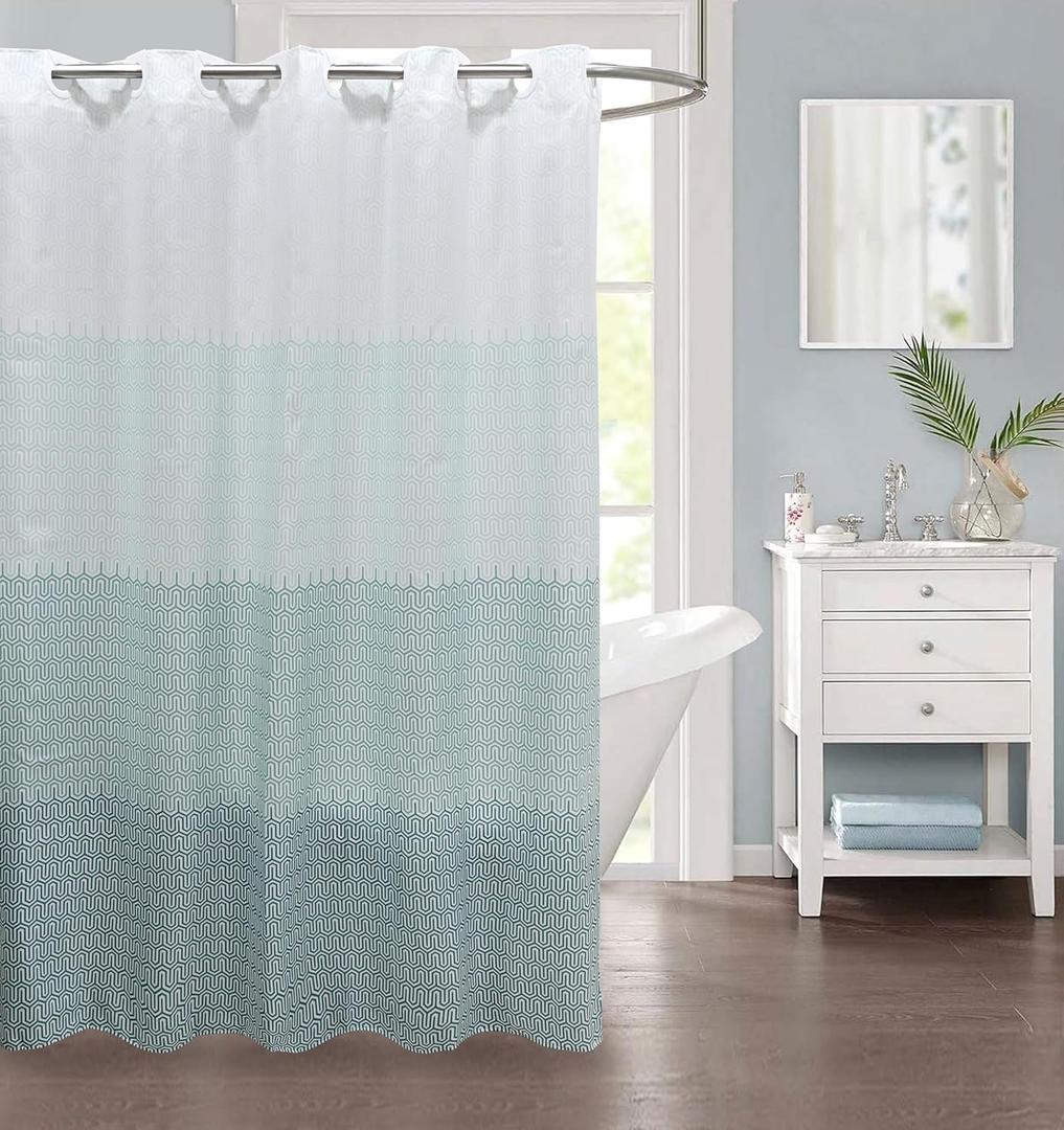 No Hook Shower Curtain, Water-Repellent Fabric Easy Hang Shower Curtain for Bathroom, Machine-Washable (78x78 inch), Abstract Cloud Ombre Light Blue Teal Colors No Hook Shower Curtain, Water-Repellent Fabric Easy Hang Shower Curtain for Bathroom, Machine-Washable (78x78 inch), Abstract Cloud Ombre Light Blue Teal Colors