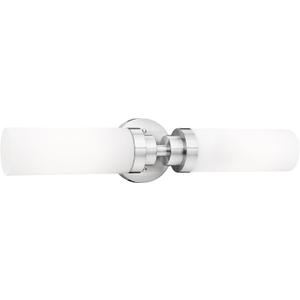 Emak Modern Brushed Nickel Bathroom Light Fixtures, 2-Light Vanity Lights for Mirror, 22 Inch Indoor Wall Sconces with Milk Glass Shade for Bathroom, Bedroom, Hallway, VL085-BN-ML-2