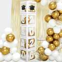 Graduation Decorations 2026, 5pcs Graduation Party White Balloon Boxes with Letters GRAD&Numbers for Class of 2026 Preschool Kindergarten High School College Grad Party Celebration Supplies