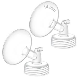 Maymom 14mm Wide Neck Pump Part for Spectra S1/S2 Pumps; Incl Wide Mouth Flange; Not Original Spectra Flange; Replaces Spectra Shield (Two Flanges Clear)