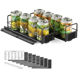 SpaceAid Pull Out Spice Rack Organizer for Cabinet, Heavy Duty Slide Out Seasoning Kitchen Organizer, Cabinet Organizer, with Labels, 7.7" W x10.8 D x4 H, 2 Drawers 1-Tier