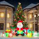 10 Ft Long Christmas Inflatable Santa Claus Giant Gift Boxes with LED Lights Santa Claus Gift Inflatable Decoration Built in Automatic Blowers for Xmas Outdoor Indoor Yard Garden