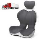 Truck Seat Cushion and Headrest 2in1 Set for Truck Driver, Lumbar Support Car Cushions for Long Haul Driving, Memory Foam for Semi Truck & Big Rig, Ergonomic Relief for Back & Sciatic Pain