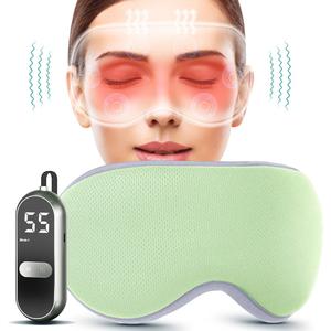 Portable Eye Massager with Heat for Migraine Headaches Relief, Battery Operated Eye Compress Mask Zero Pressure Blackout, for Dry Eyes, Unclog Gland, Improve Sleep, Gifts for Women Men