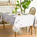 Horaldaily Spring Tablecloth 6084 Inch Rectangular, Hummingbird Butterfly Flower Washable Seasonal Table Cover for Party Picnic Dinner Decor
