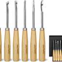 HAUTMEC Wood Carving Tools, 6-Piece Wood Chisel Sets, CRV Steel Blades with Rust-Resistant Electrolytic Coating, Fishtail V-Gouge Design for Fine Woodworking & Detailing  HT0236