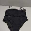 YACUN Women's High Waisted Bikini Swimsuit Two Piece Strapless Bandeau Cheeky Bathing Suits, Extra Large, Black