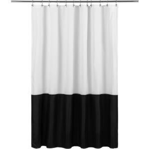 Waterproof Fabric Shower Curtain Liner - Soft & Light-Weight Cloth Shower Curtain with 3 Bottom Magnets, Hotel Quality & Machine Washable - Standard Size 72x72, Color Block Black and White