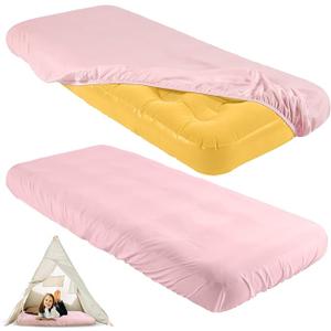 Breling Kids Air Mattress Fitted Sheets Compatible with Intex Cozy Kidz (Sheet Only) Toddler Inflatable Mattress Sheets for Kids Sleepover Party Travel Camping Airbed(Pink,2 Pcs)