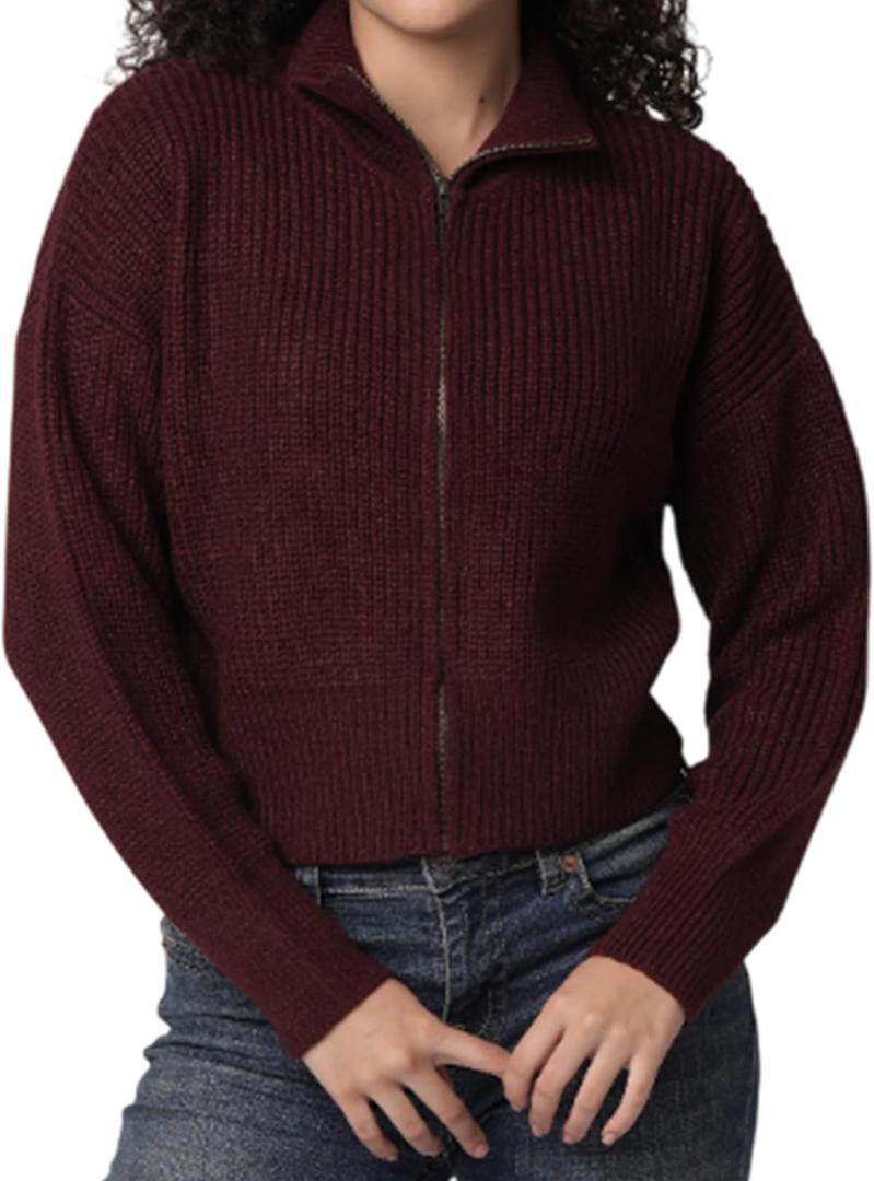 Long Sleeve Cardigan Women Zip up Sweater | Easy to Style Womens Soft Knit Lightweight Cardigan Sweaters (M)