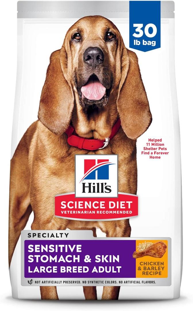 Hill's Science Diet Sensitive Stomach & Skin, Adult 1-5, Large Breed Stomach & Skin Sensitivity Support, Dry Dog Food, Chicken Recipe, 30 lb Bag Best By 06 2026