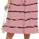 Xpenyo Womens Plus Size Midi Skirts Summer Elastic High Waisted Boho Casual Beach Flowy Swing Knee Length Skirts with Pockets (Pink, XXXL)