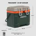 Igloo Trailmate Cooler | Insulated Hard Shell Ice Chest, 14.23" x 20.55" x 16.7"