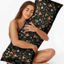 Miss Adola Silk Body Pillow Cover with Zipper - 20x54 Inch Silk Long Pillow Case for Women Ladies Adults Soft Bed Decorative Cute Boho Large Body Pillowcase Sham for Hair and Skin, Mushroom Plants