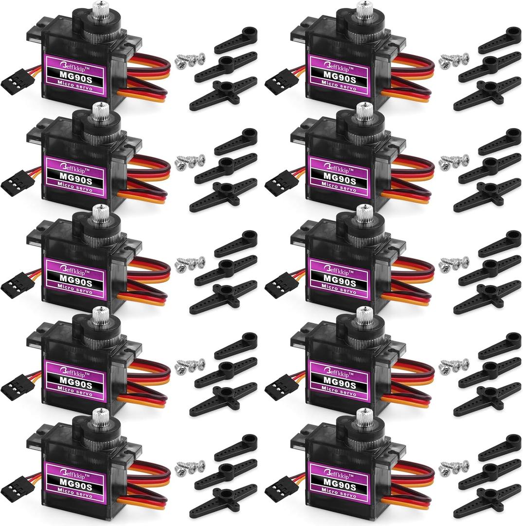 10 Pack Mg90s Servo Motor 9g Micro Servos Kits Metal Gear for DIY Smart Robot Toys RC Toy Car Model Helicopter RC Boat