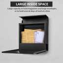 Mailbox Wall Mount,Large Capacity Locking Mailbox for Outside,Galvanized Steel Cover and Rust-Proof Metal Post Box with Newspaper Holder,14.6"x14.6"x4.3" Black,MD025B