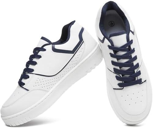 Eydram Womens Sneakers White Leather Tennis Shoes with Memory Foam Insole Low Top Platform Shoes for Women Lace Up Casual Sneakers Size 9