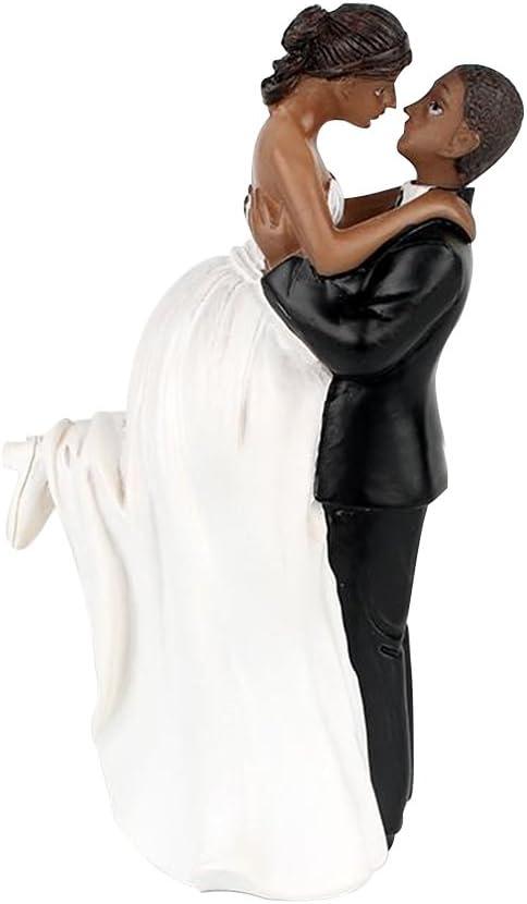 Groom Lift Bride African American Wedding Cake Topper