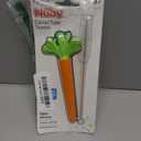 Nuby Silicone Carrot Tube Teether - Baby Teething Toy - Massaging Bristles for Sore Gums - 3+ Months