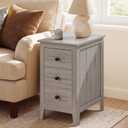 VASAGLE Side End Table with 3 Storage Drawers, Nightstand Farmhouse, 18.9"D x 14.2"W x 24.8"H