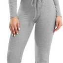 YEOREO Two Piece Sets for Women Long Sleeve Tops Lounge Set Drawstring Wide Leg Pants Ava Matching (Gray, XL)