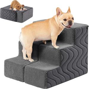 STAWIME Dog Stairs for Bed, Dog Steps for High Bed, Pet Steps for Small Dogs and Cats, NonSlip Balanced Pet Ramp Indoor (Grey, 18.2" H x 15" W x 24" L, 4)