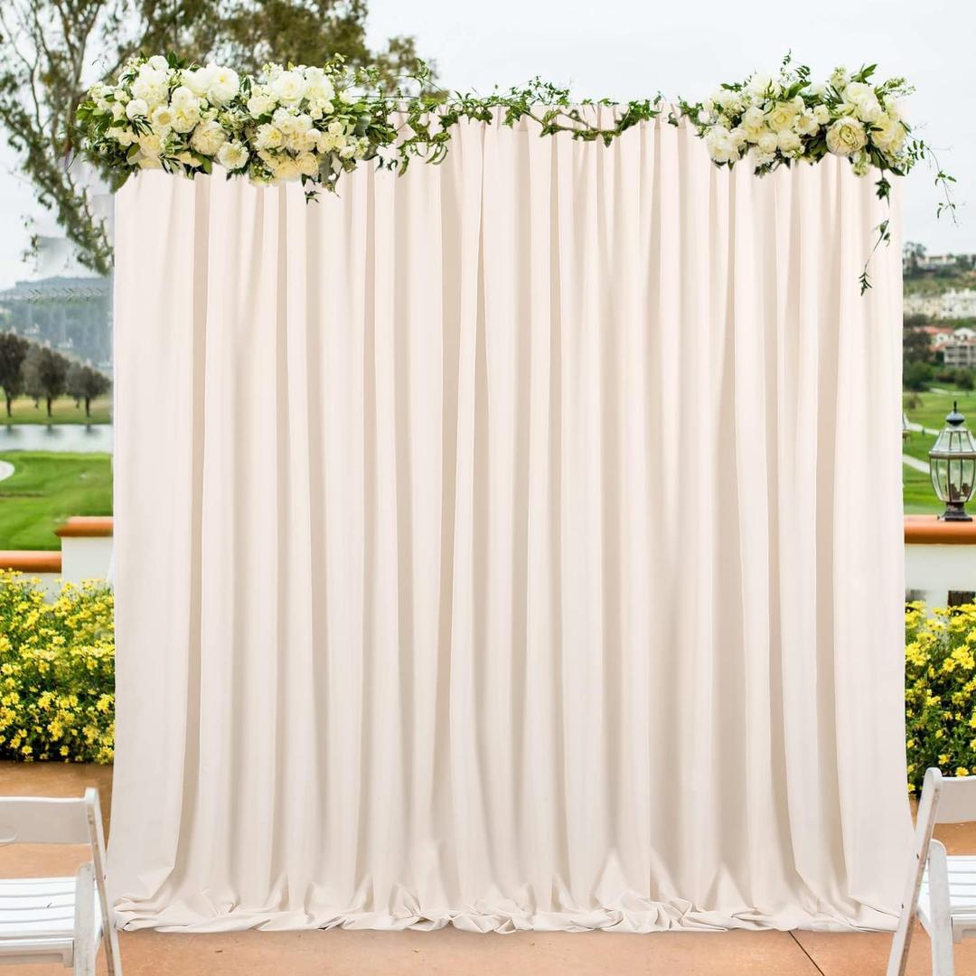 Champagne Backdrop Curtains Birthday Decorations - 4 Pcs 5ft x 8ft Champagne Polyester Photo Photography Party Backdrops, 5ft x 8ft 4 Panels