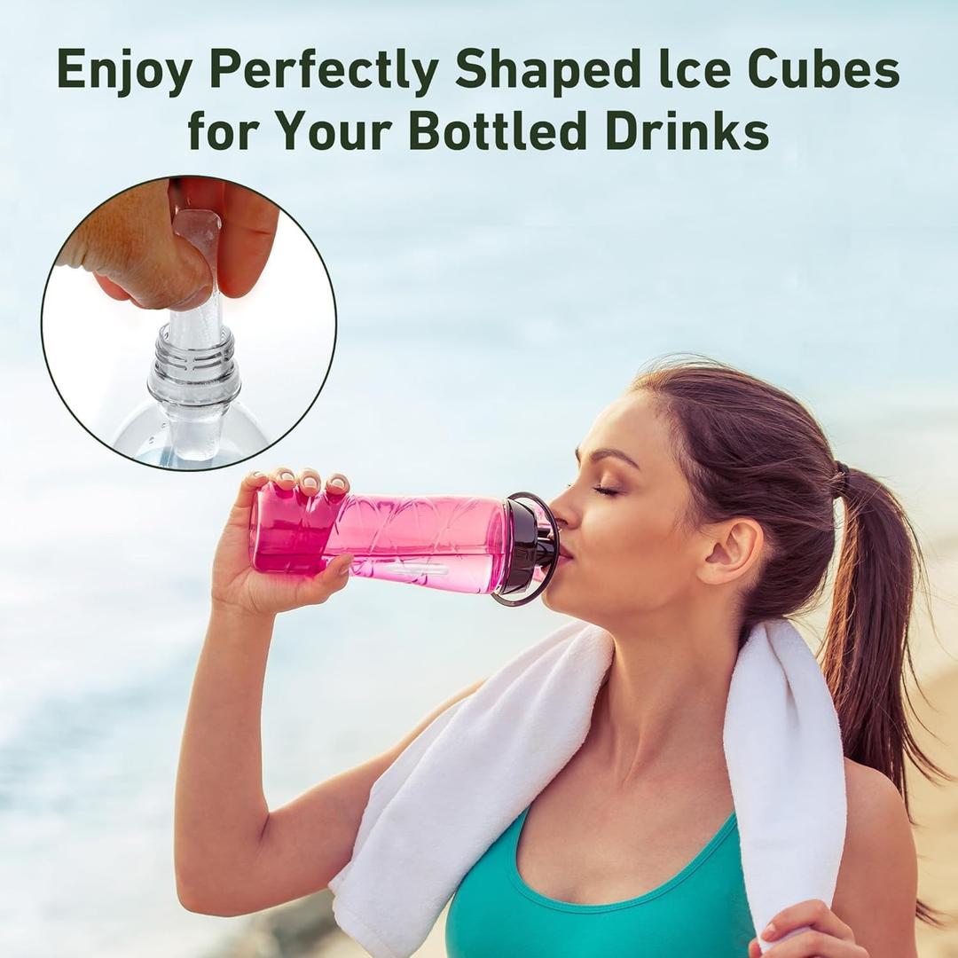 Water Bottle Silicone Ice Cube Tray by Lily's Home -  Quick-Freeze Ice Trays with 10 Ice Cube Slots Silicone Ice Cube Tray Set Makes 30 Ice Cubes, With Lids