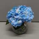 Hollyone Hydrangea Artificial Flowers with Vase Blue Silk Fake Flowers Arrangements in Glass Vase with Faux Water Faux Floral Bulk Bouquet for Home Decor Bathroom Table Centerpiece Shelf Decorations