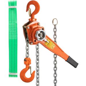 VEVOR Manual Lever Chain Hoist, 1.5Ton 3300lbs Capacity Ratchet Puller w/ 20FT Max. Lifting Height, Come Along 2 Heavy Duty Steel Hooks, Manual Handling Tool Cargo Moving in Construction, Warehouse