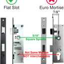 US Flat Slot Storm Door Mortise Lock Body Fits for Older Storm Doors, 5/16" Square Spindle Hub, 2-1/2" Handle PZ, 7/8" Backset, 7" Faceplate H.C., Non-Handed, Matte Black