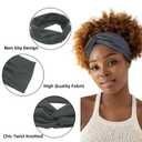 Tobeffect Turban Headbands for Women 8 Pack Non Slip Headband Boho Twisted Wide Head Band Womens Cloth Fabric Hair Wraps Accessories Black White Headbands