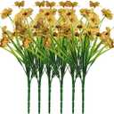 Artificial Plants for Indoor 6Pcs Fake Azalea Silk Flowers Yellow Artificial Flowers Bouquet Decor Bridal Wedding Flower Real Latex Home Artificial Flowers Set for Home Wedding Faux Flowers Gift
