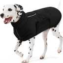 AOFITEE Large Dog Coat - Waterproof Winter Jacket, Fleece Lined, Reflective Snowsuit, XXL (Black)