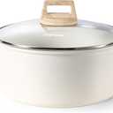 CAROTE 6 Qt Nonstick Stock Pot with Lid Soup Pot, 6 Quart Casserole with Lid, Easy to Clean Non Stick Cooking Pot Cookware PFOA Free, White Granite