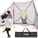 12x7 FT Baseball Net, Baseball & Softball Training Net with Barrier Side Nets - Pitching Net with Large Ball Collection System, Batting Practice Backstop, Baseball Training Equipment with Carry Bag, 7ft x 7ft x 10ft