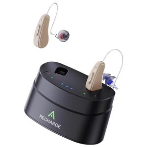 RIC Hearing Aids for Seniors Rechargeable Receiver-in-Canal OTC Hearing Aid with Noise Cancelling-Nearly Invisible Digital Hearing Aid Adapts to Mild to Severe Hearing Loss