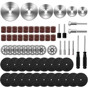 66Pcs Cutting Wheel Set for Dremel Rotary Tool 20Pcs Resin Cutting Discs 6Pcs HSS Circular Saw Blades 10Pcs 545 22mm Diamond Cutting Wheels 20Pcs Sanding Drum 8Pcs Shank and 2Pcs Screwdrivers