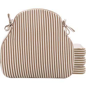 Brown Striped Winsor Chair Cushions with Ties, Dining Kitchen Chair Seat Pads Non Slip Removable Washable Cover 17"x16" Set of 4