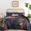 Xruibed Floral Quilt Sets King Size Black 3 Pieces Bedspread Bedding Set Soft and Cozy Microfiber Lightweight Quilt Flower Bed Coverlet Sets for All Season(King 104"x90")