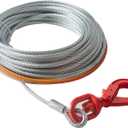 VEVOR Galvanized Steel Winch Cable, 3/8 Inch x 100 Feet 15,200 lbs Breaking Strength, Wire Winch Rope with Swivel Hook, Towing Cable Heavy Duty, Universal Fit for SUV, Large Off-Road Vehicle, Truck