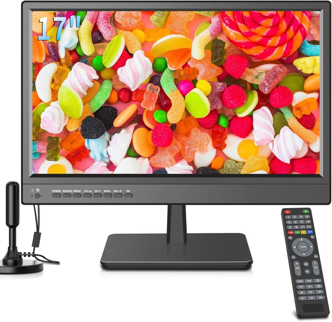 720p 17 inch TV,Small Widescreen LED TV with Digital ATSC Tuner,HDMI,AV Input,USB Port,12Volt TV for Camping,Caravan and Kitchen
